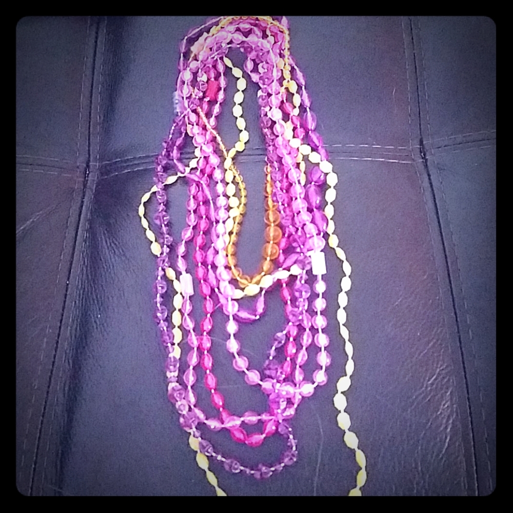 7 plastic necklaces from 80s